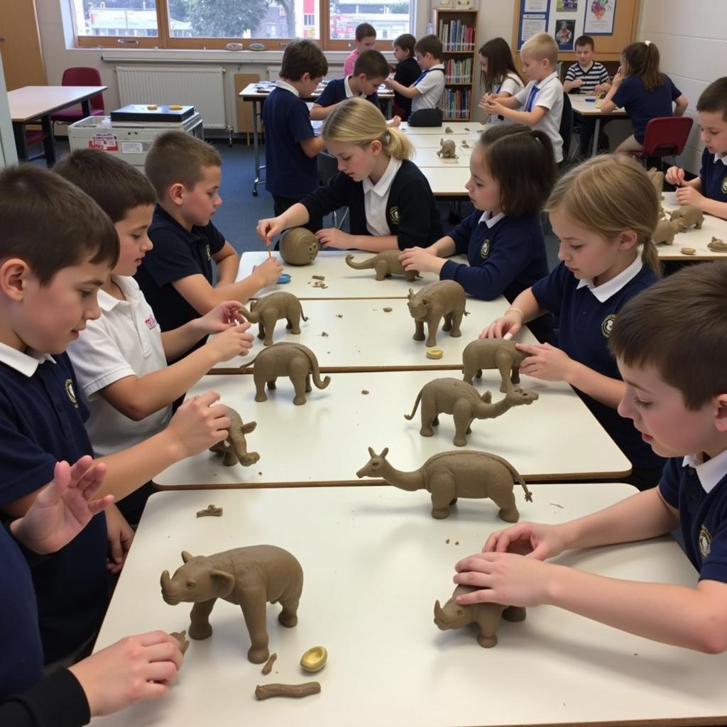 African Animal Clay Sculpture KS1: Children Sculpting Clay Animals