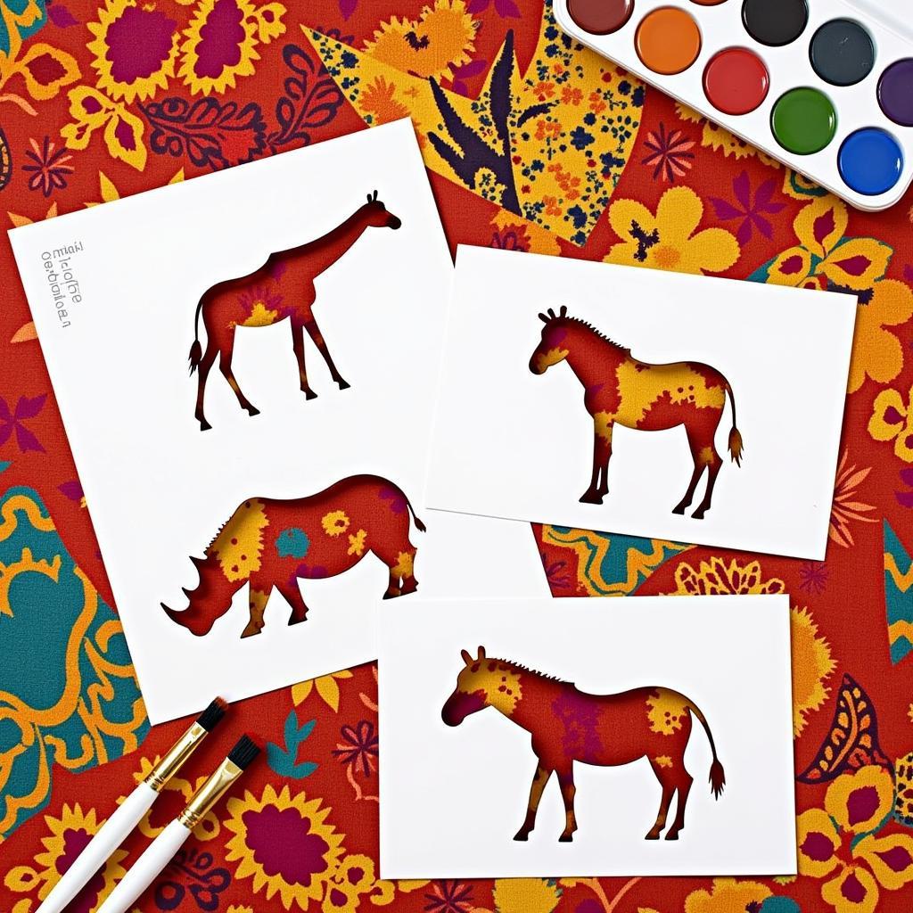 African Animal Stencil Set for Fabric Painting