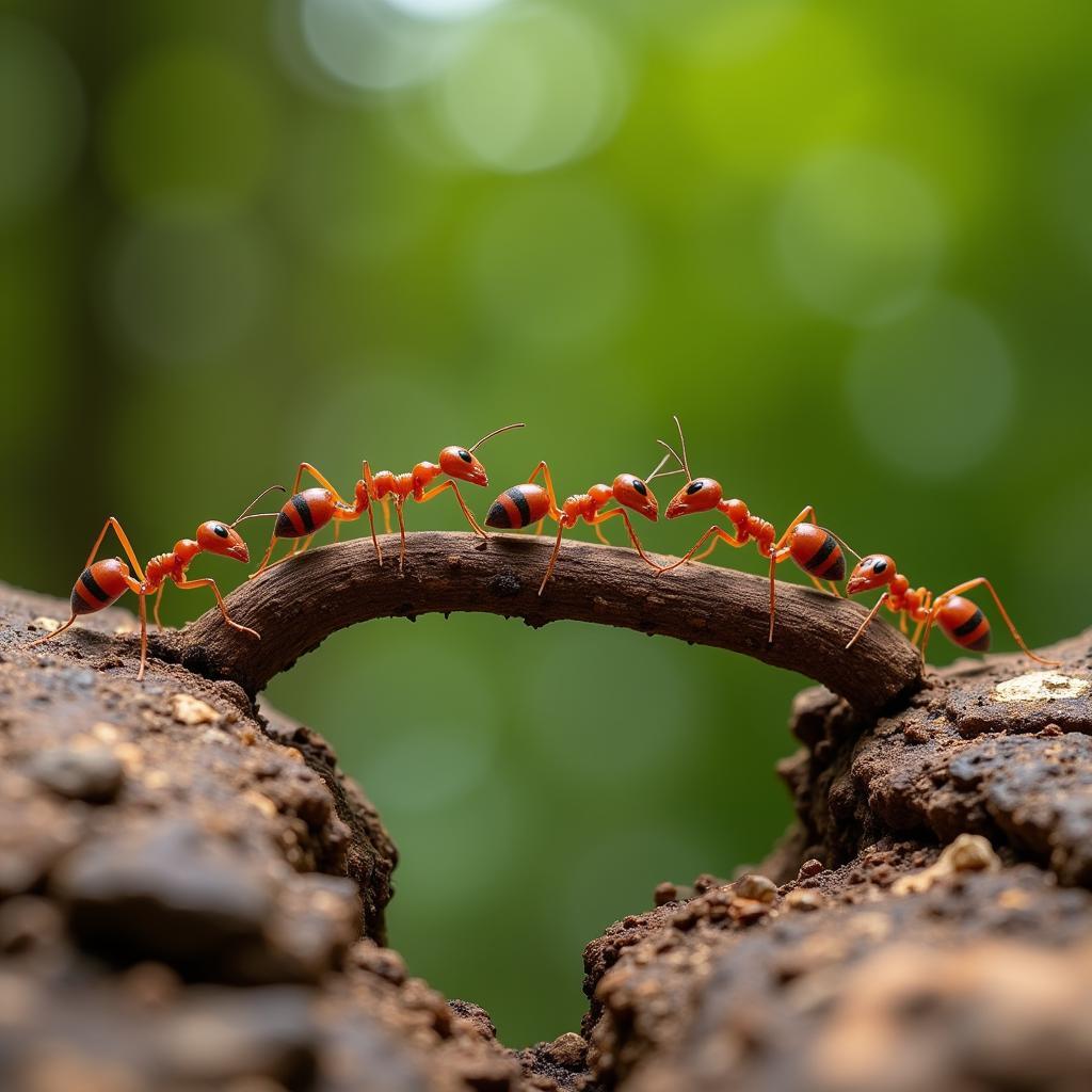 African Ants Forming a Bridge