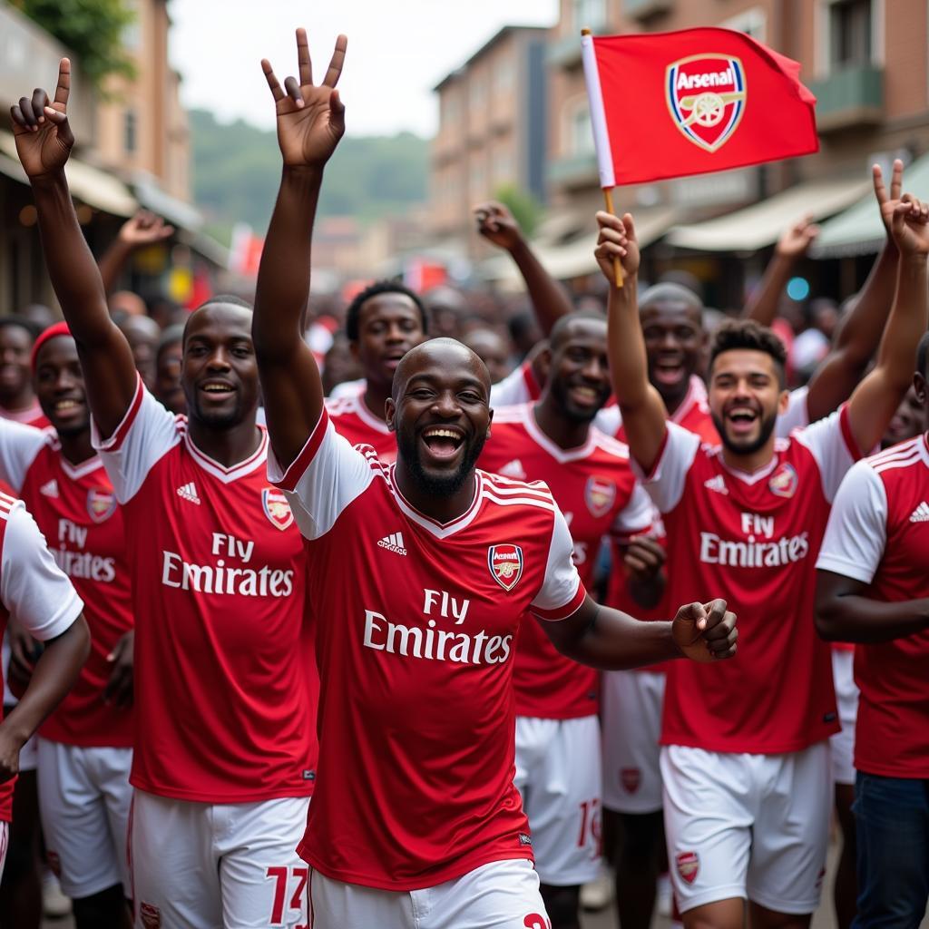 African Arsenal Fans Celebrating a Goal