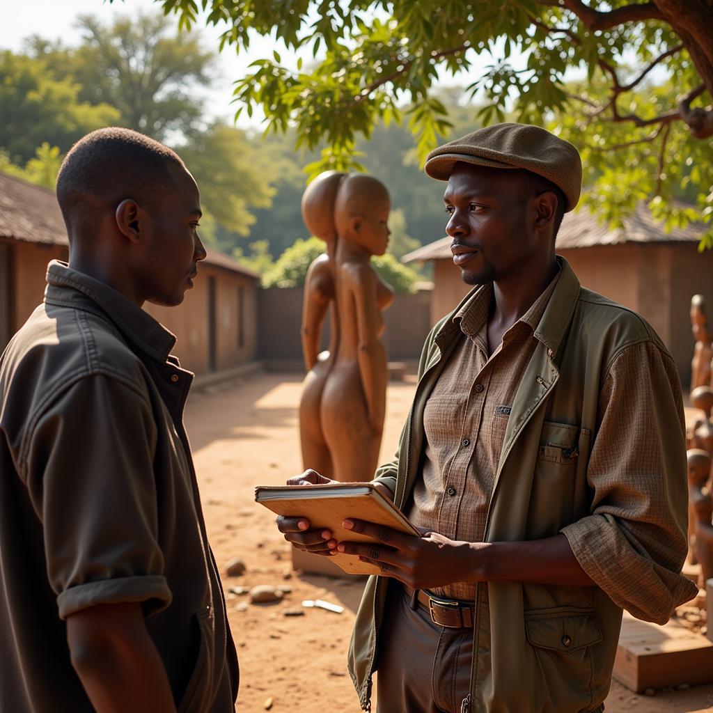 African Art Dealer Meeting with Artist