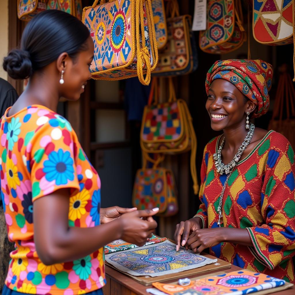 African Artisan Selling Horse Skin Bags