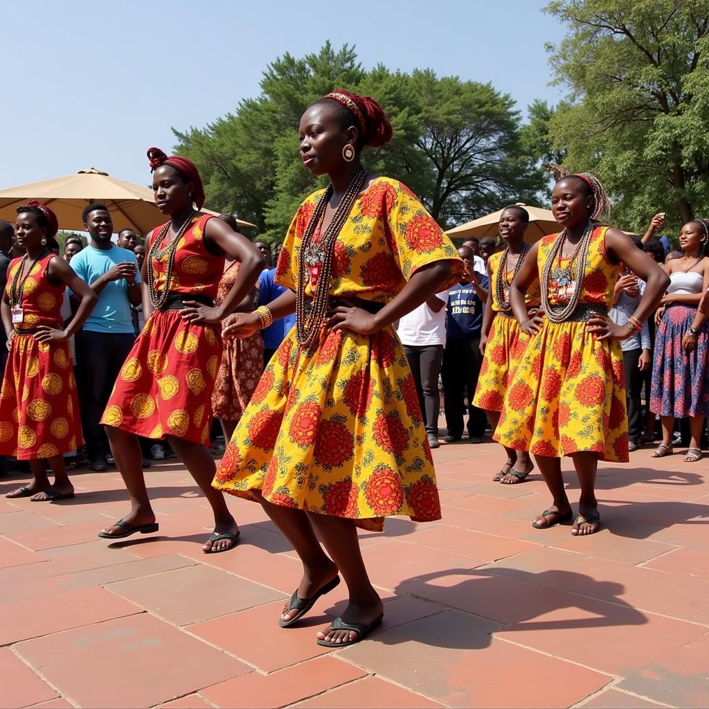 Traditional African dancers performing at the 2019 festival