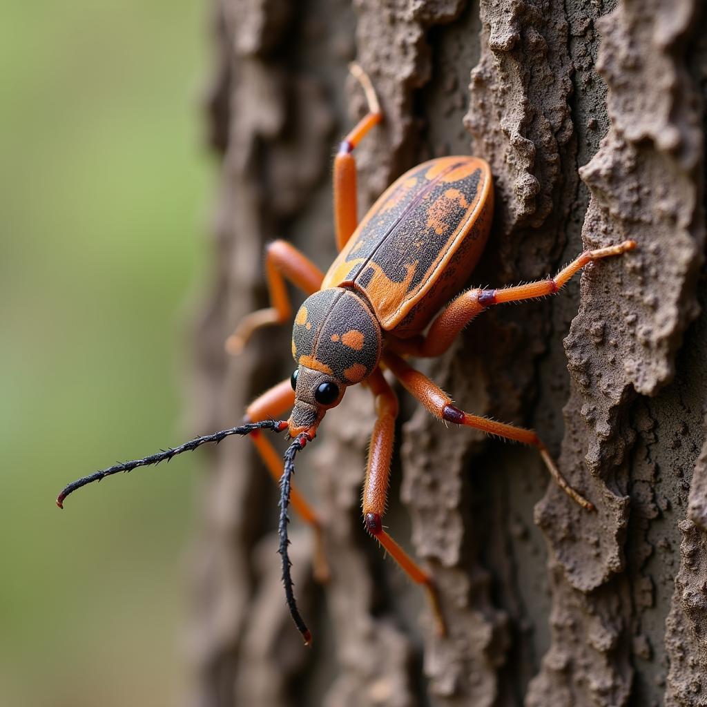 African Assassin Bug Camouflaged on a Tree