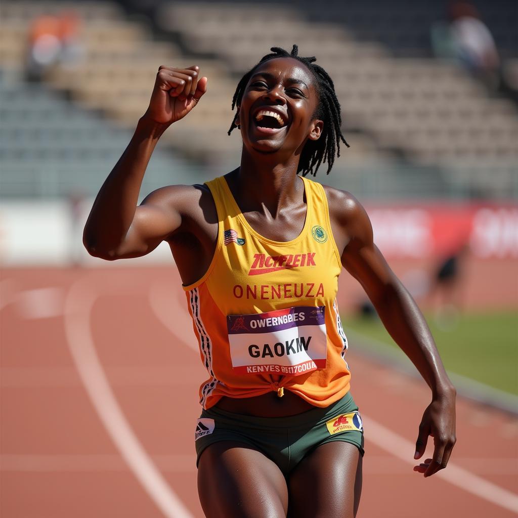 African Athlete Without Legs Celebrating Victory