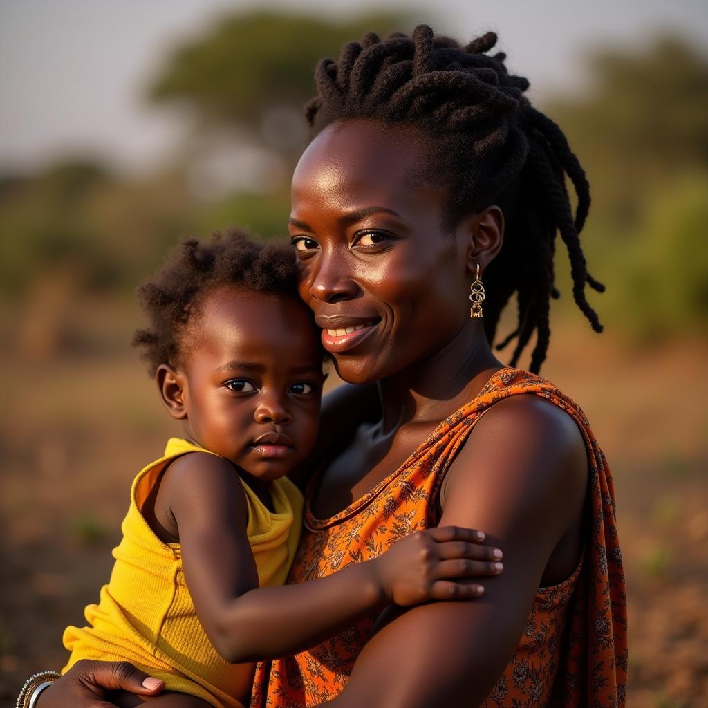 African Baby and Mother: A High-Resolution Capture of a Tender Moment