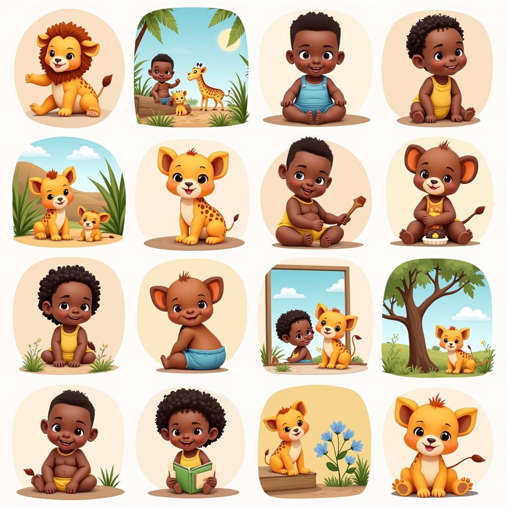 Diverse Applications of African Baby Vector Images