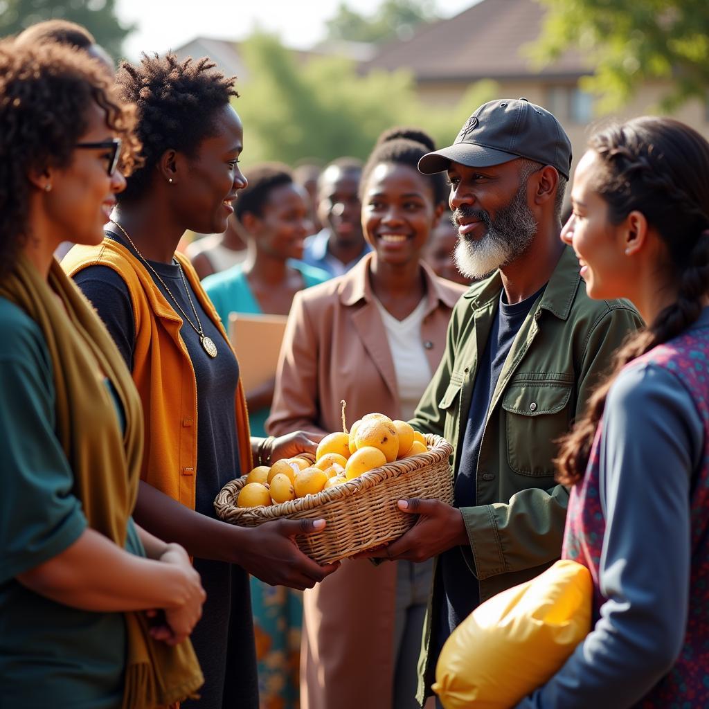 African Bagger Receiving Community Support at Church