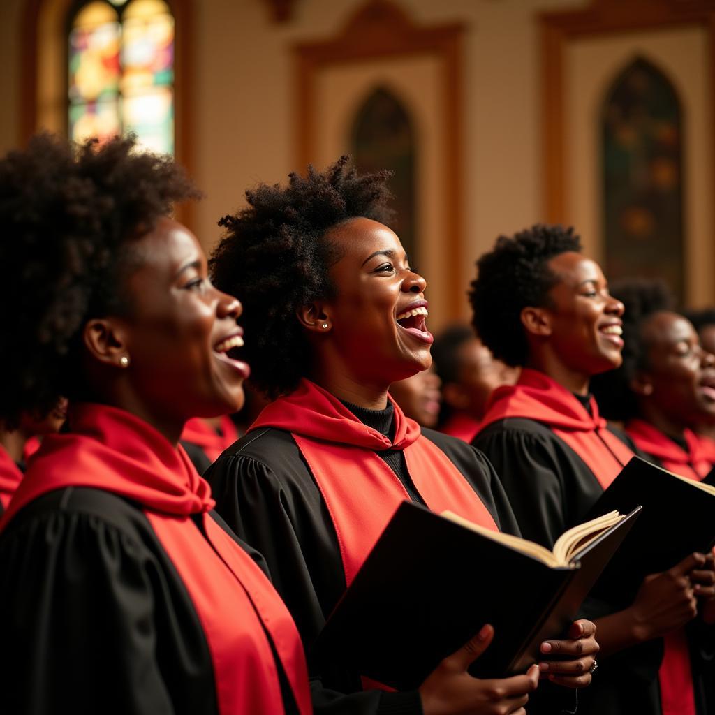 African Baggers Singing in a Church Choir