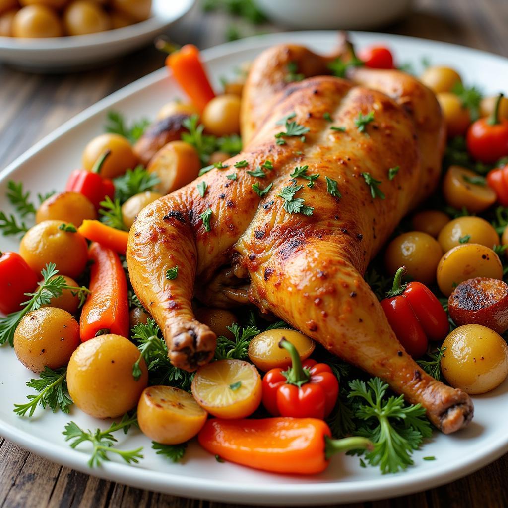 African Baked Chicken with Roasted Vegetables