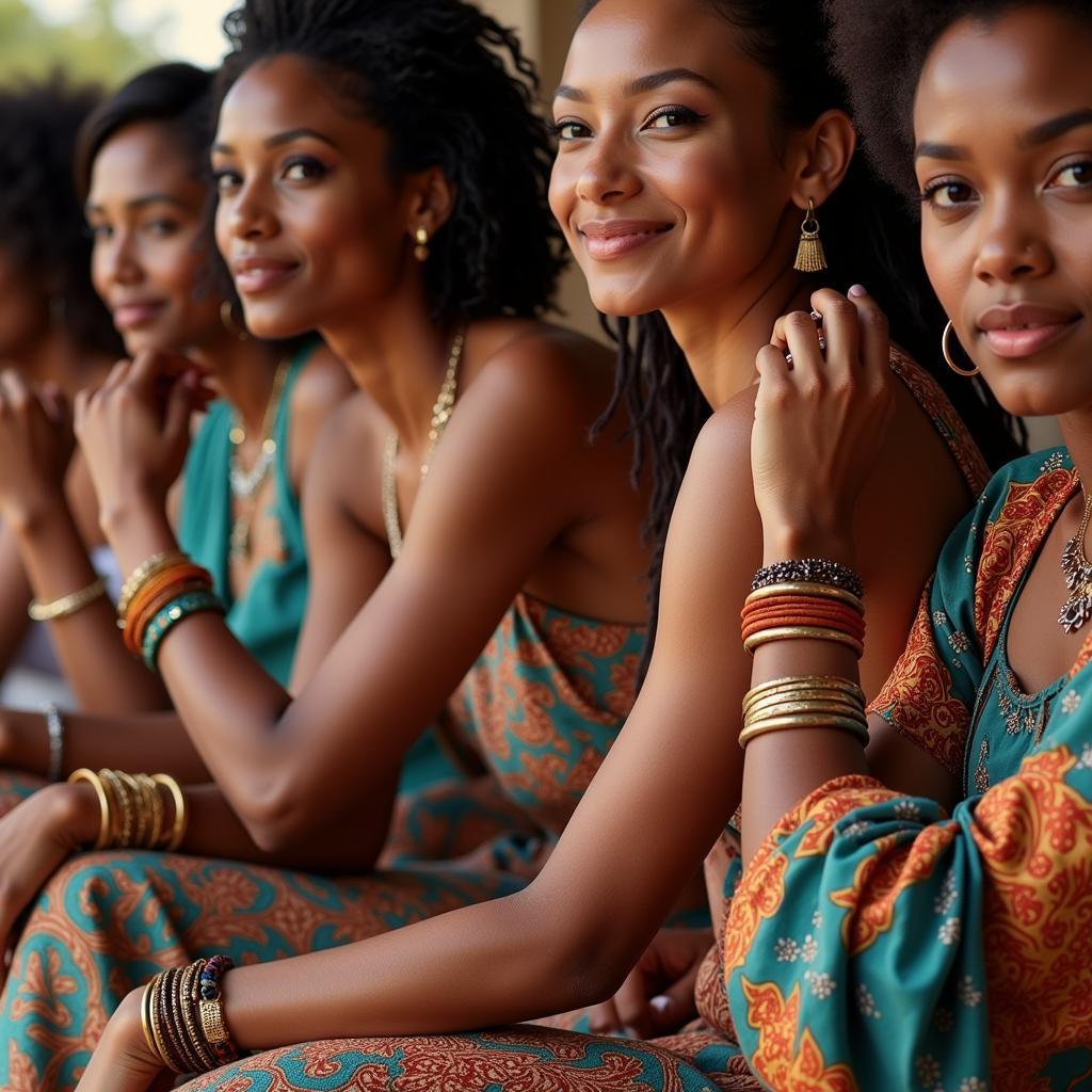 Women Wearing African Bangle Bracelets