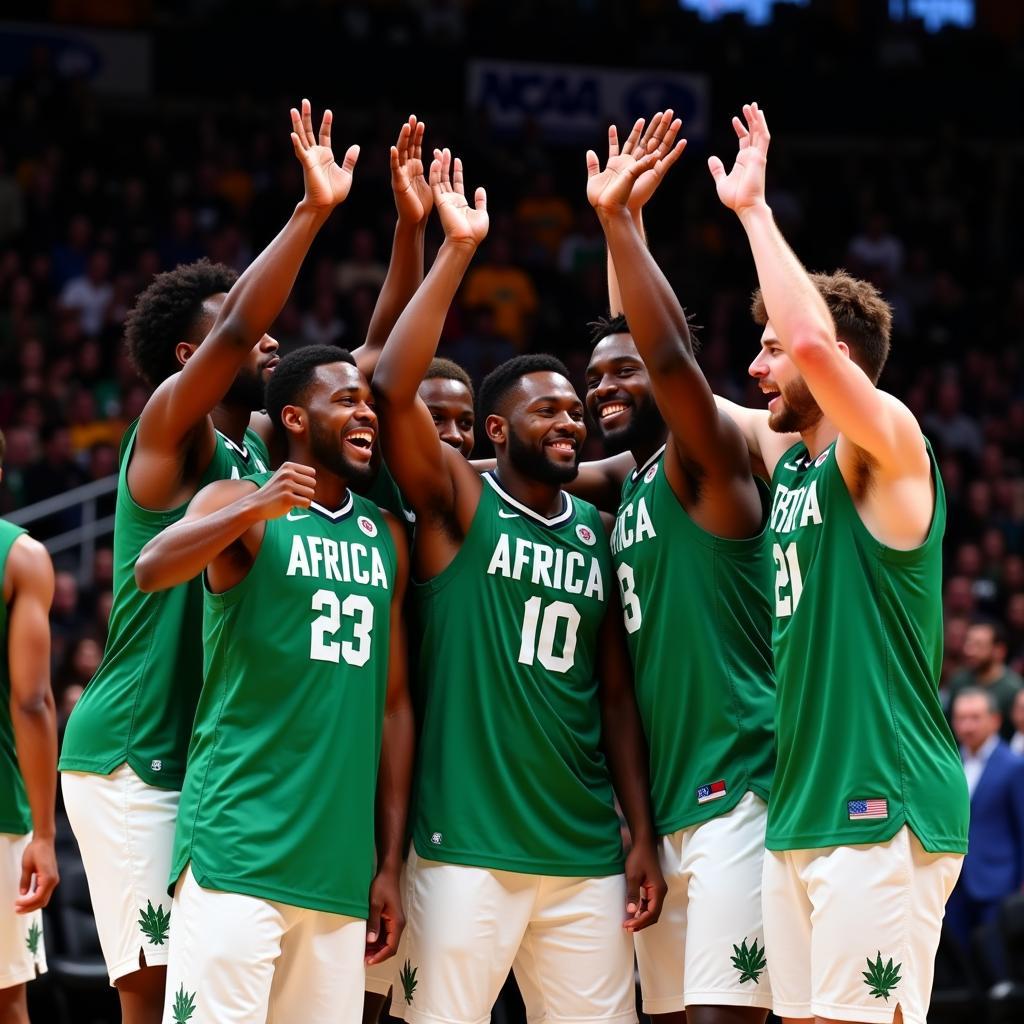 African Basketball Players Celebrating NCAA Win