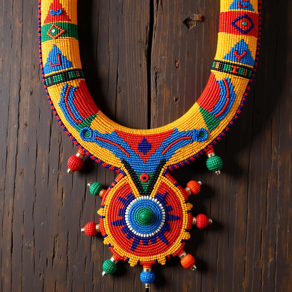 African beaded necklace showcasing cultural significance