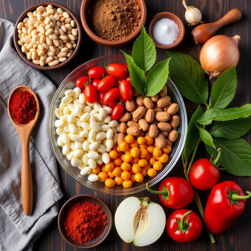 Variety of Ingredients for African Bean Soup