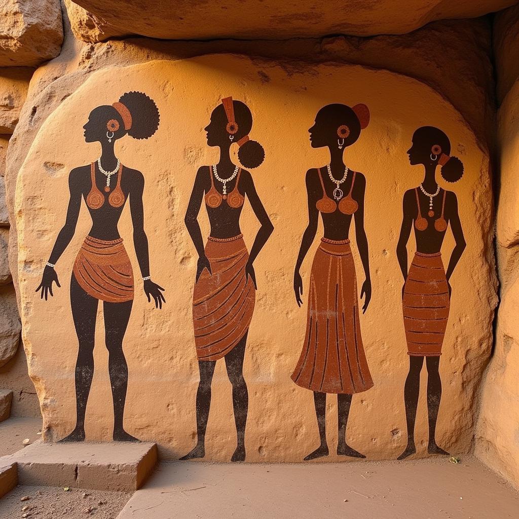 African Beauty Silhouette in Ancient Rock Art