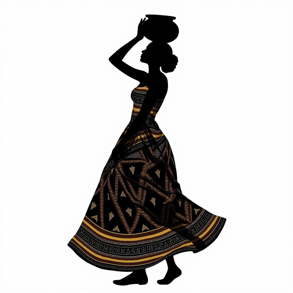 African Beauty Silhouette in Traditional Dress