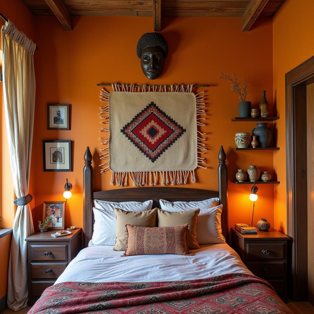 African Bedroom with Art and Decorative Accents