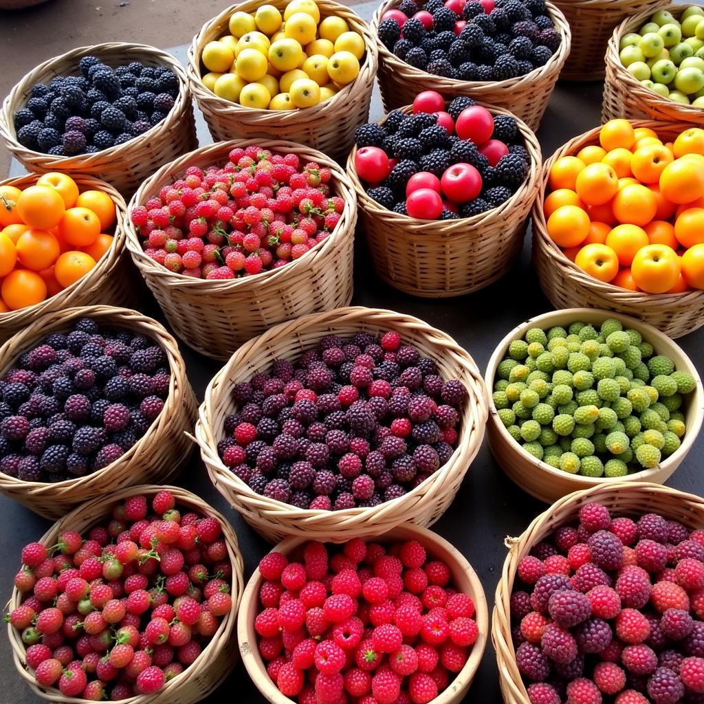 Variety of African Berries Displayed in a Local Market