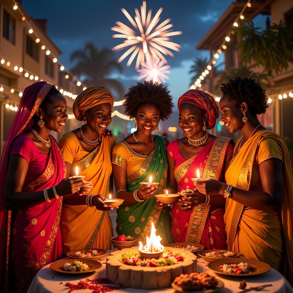 African Bhabhis Celebrating Diwali