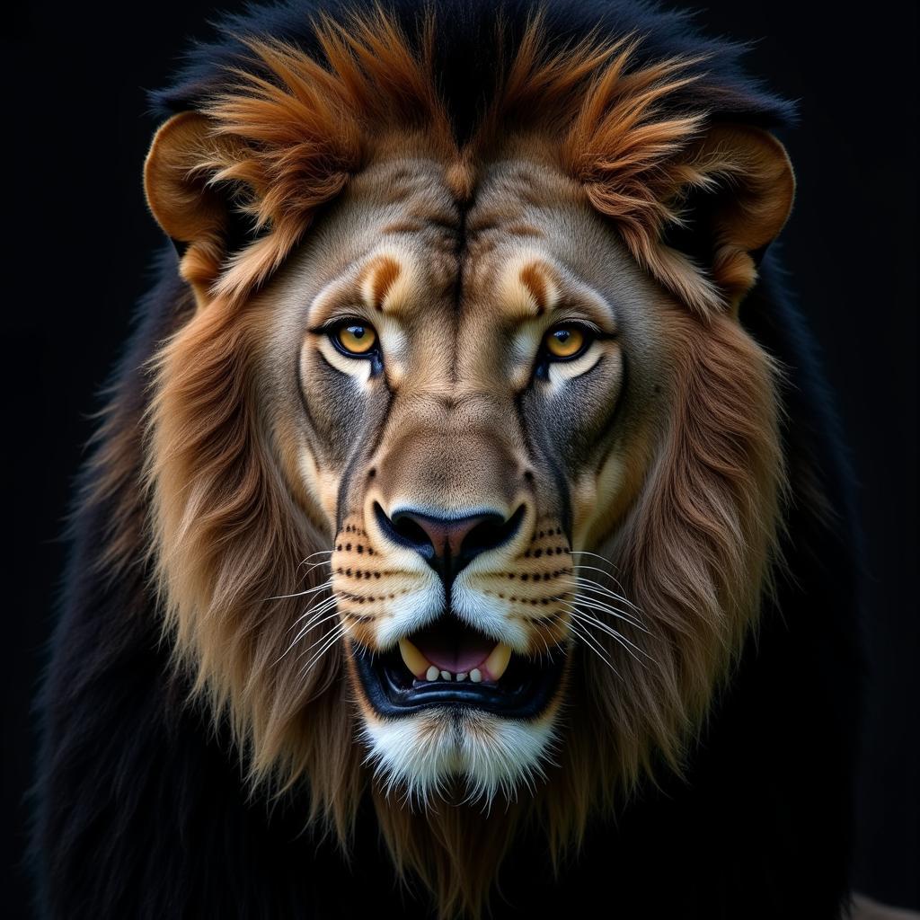 African Black-Maned Lion Portrait