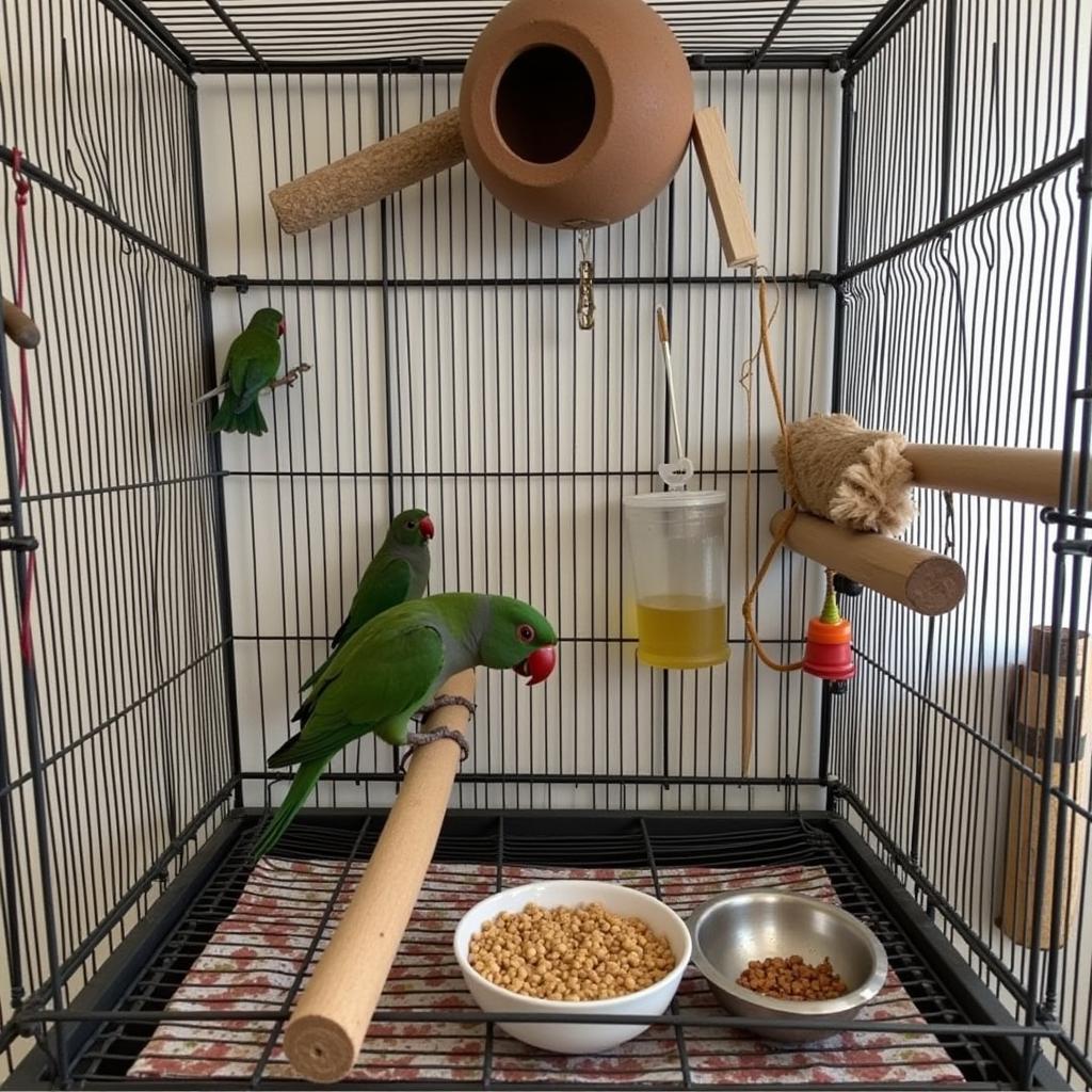 Ideal cage setup for an African black masked lovebird