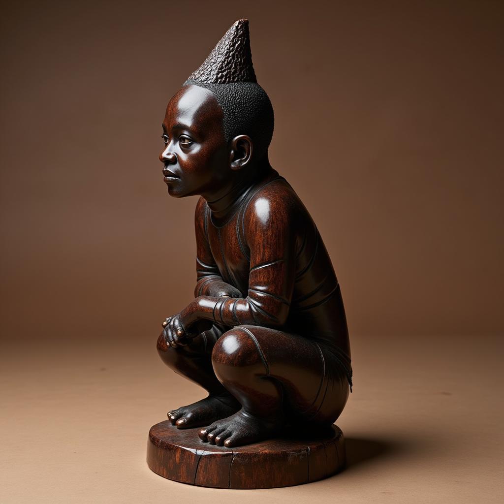 Intricately Carved African Blackwood Sculpture