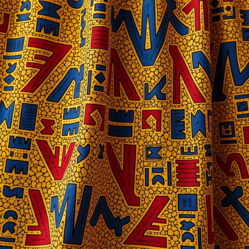 Adinkra Symbols on Ghanaian Block Print Textile