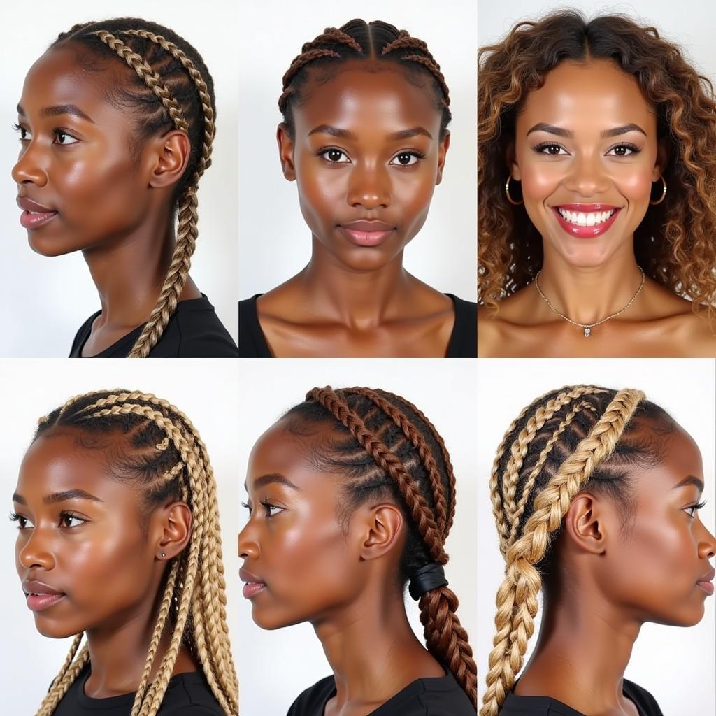 Examples of african blond braid hairstyles on different skin tones