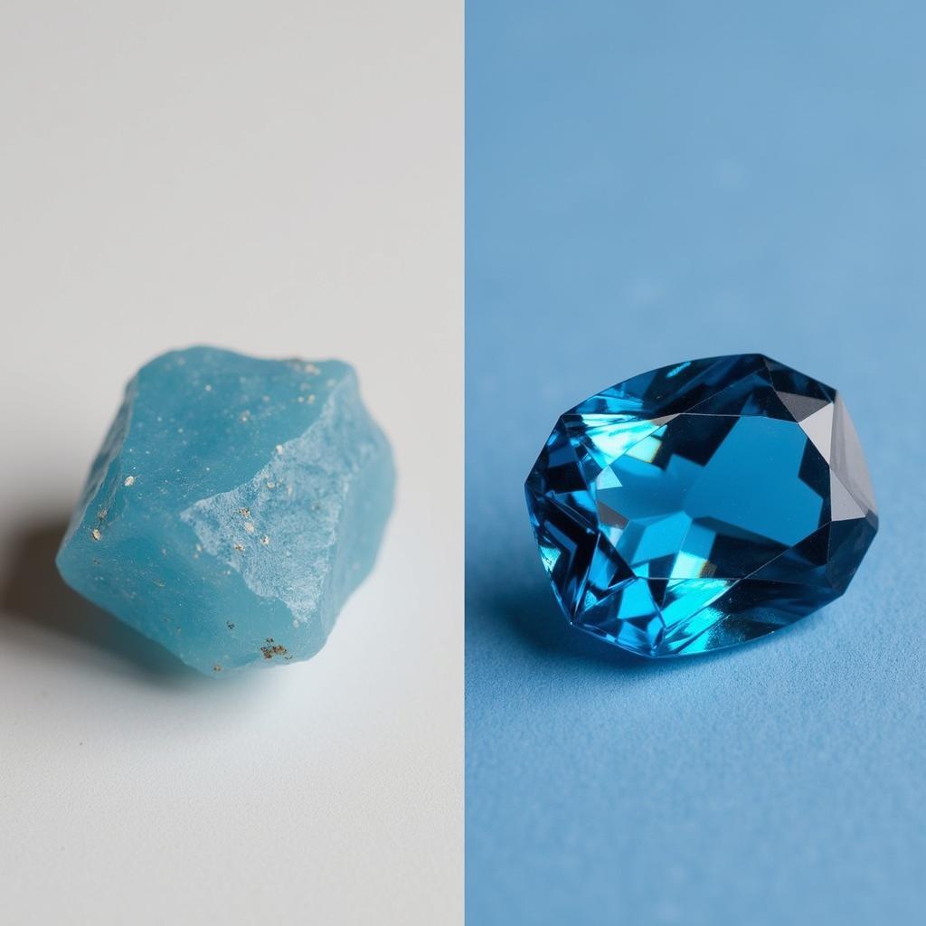 Rough and Polished African Blue Topaz