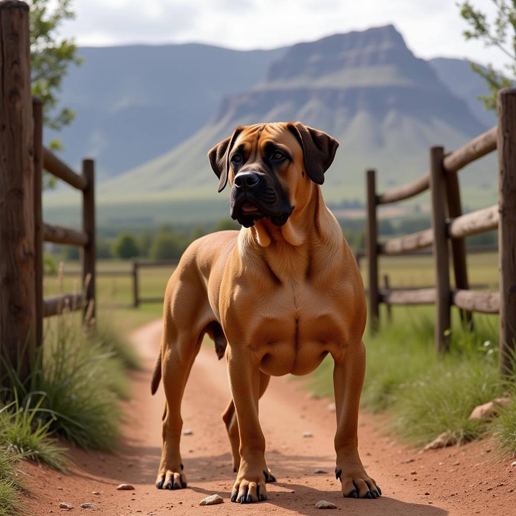 African Boerboel Guarding Farm in South Africa