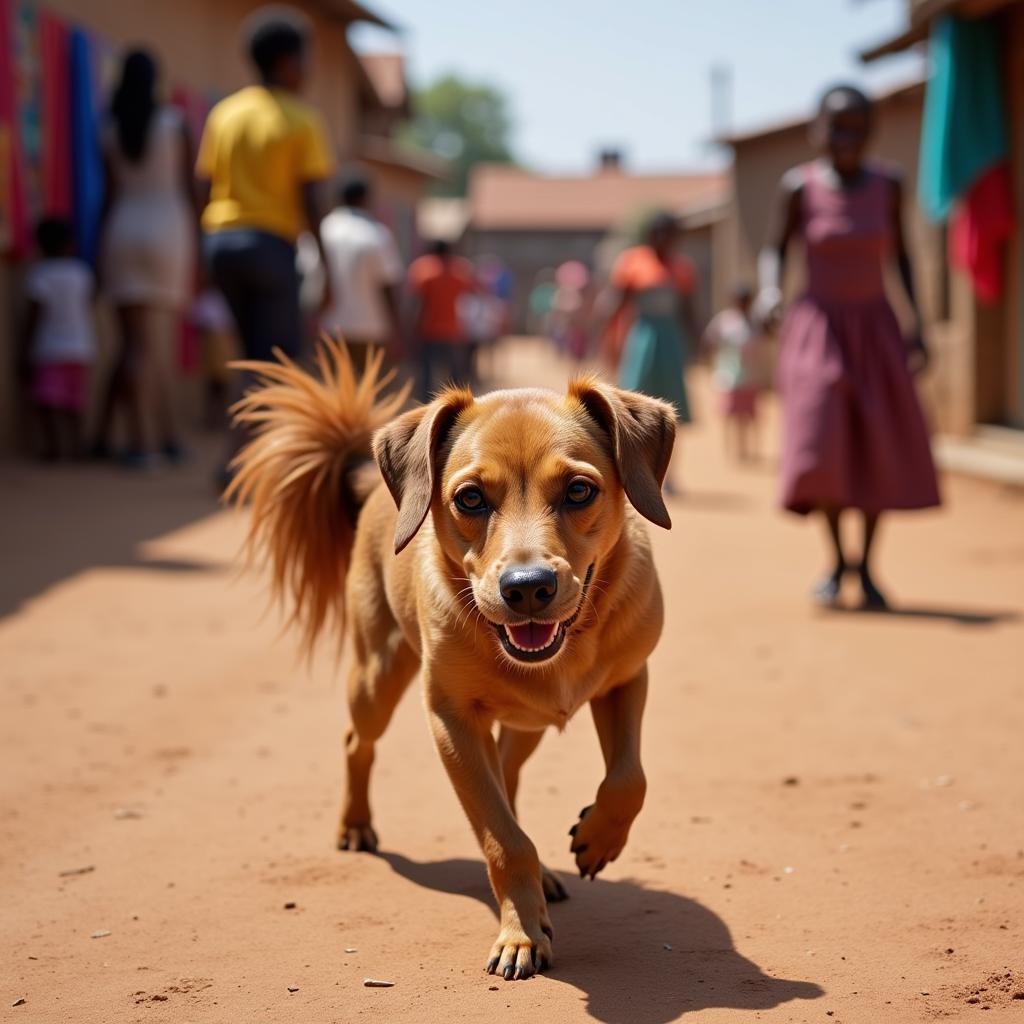 Exploring African Village with a Small Dog