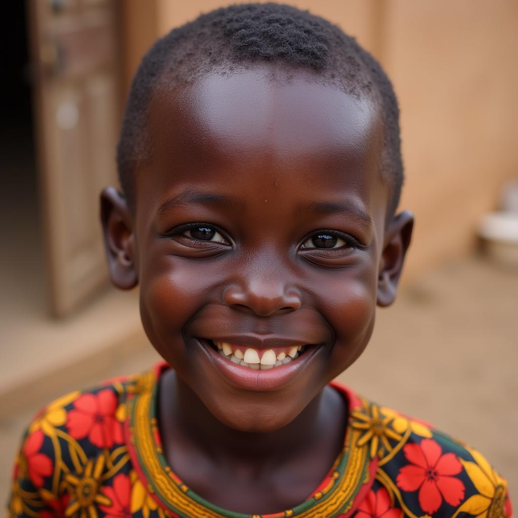 Smiling African Boy in Traditional Clothing