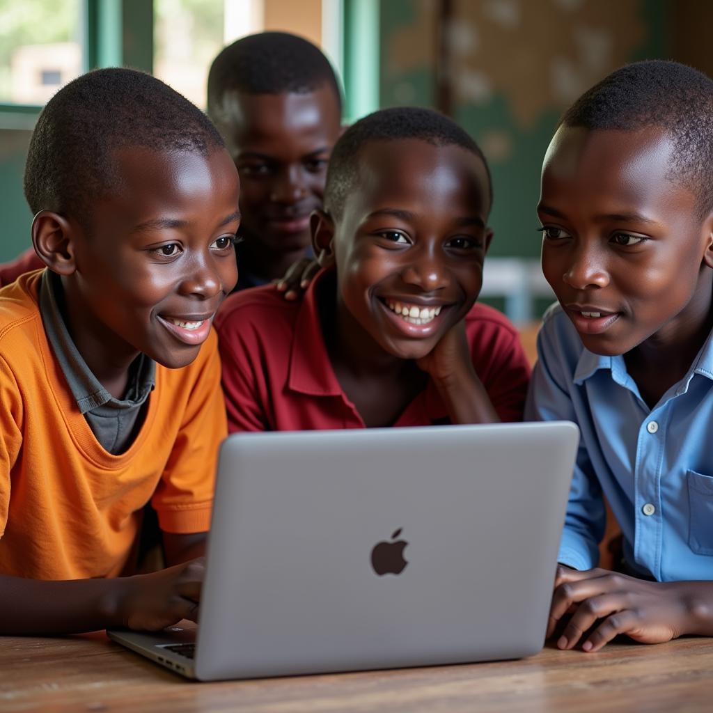 African boys using technology for education