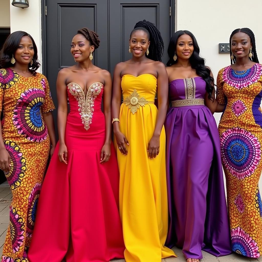 African Bridesmaid Dresses with Aso Ebi Fabric in 2019