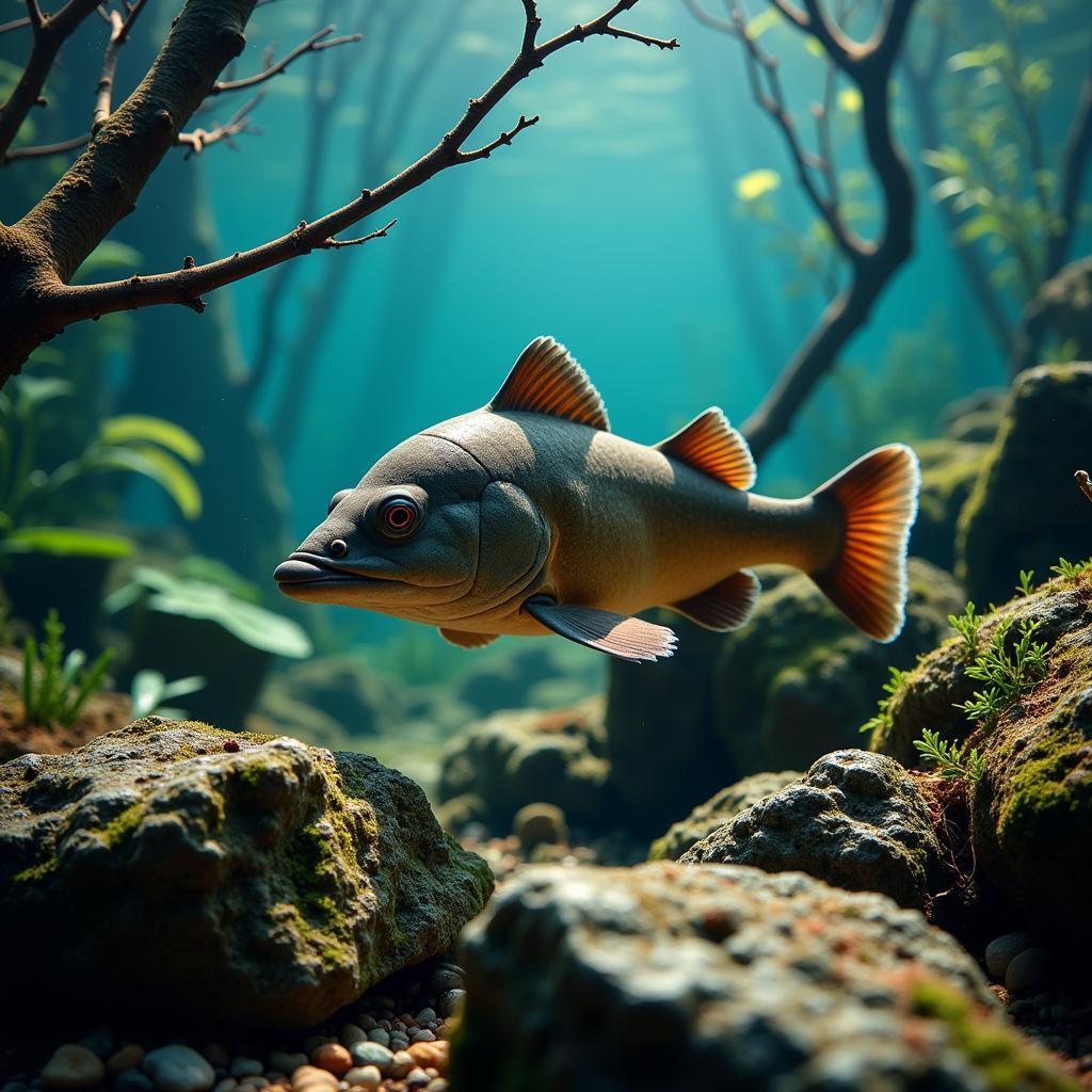 African Brown Knife Fish in Natural Habitat