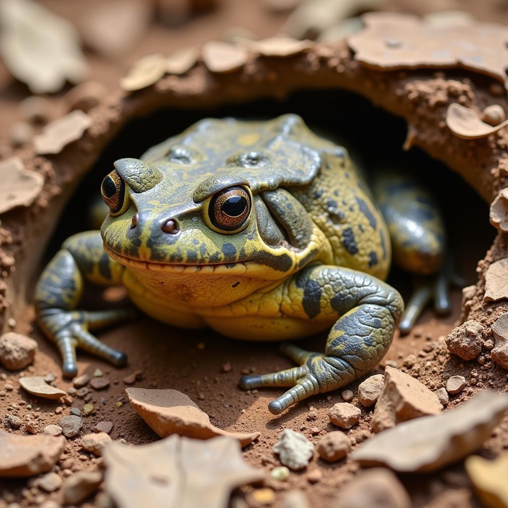 African Bullfrog in Arid Environment