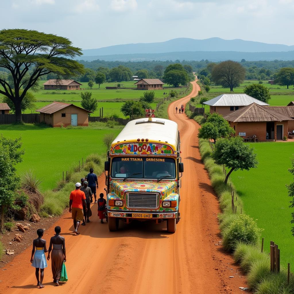 African Bus X in a Rural Setting