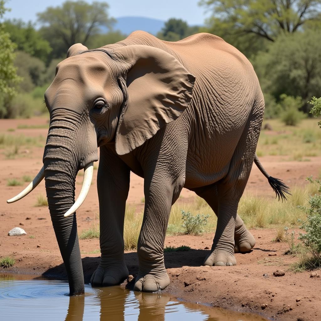 African Bush Elephant Drinking Water