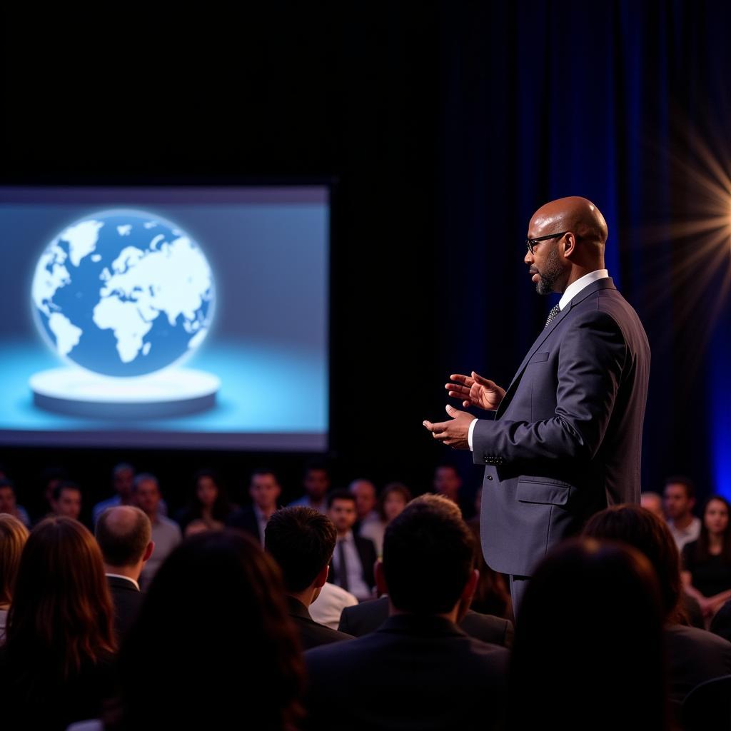 African Business Man Giving a Presentation at a Conference