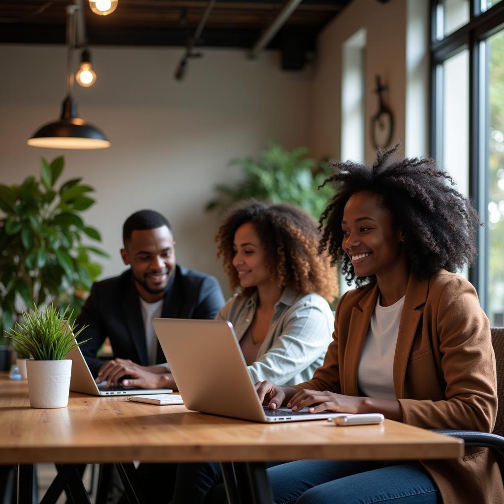 African Business Technology: A Group of Young People Working on Laptops