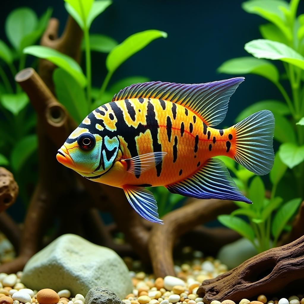 African Butterfly Cichlid in a Planted Tank