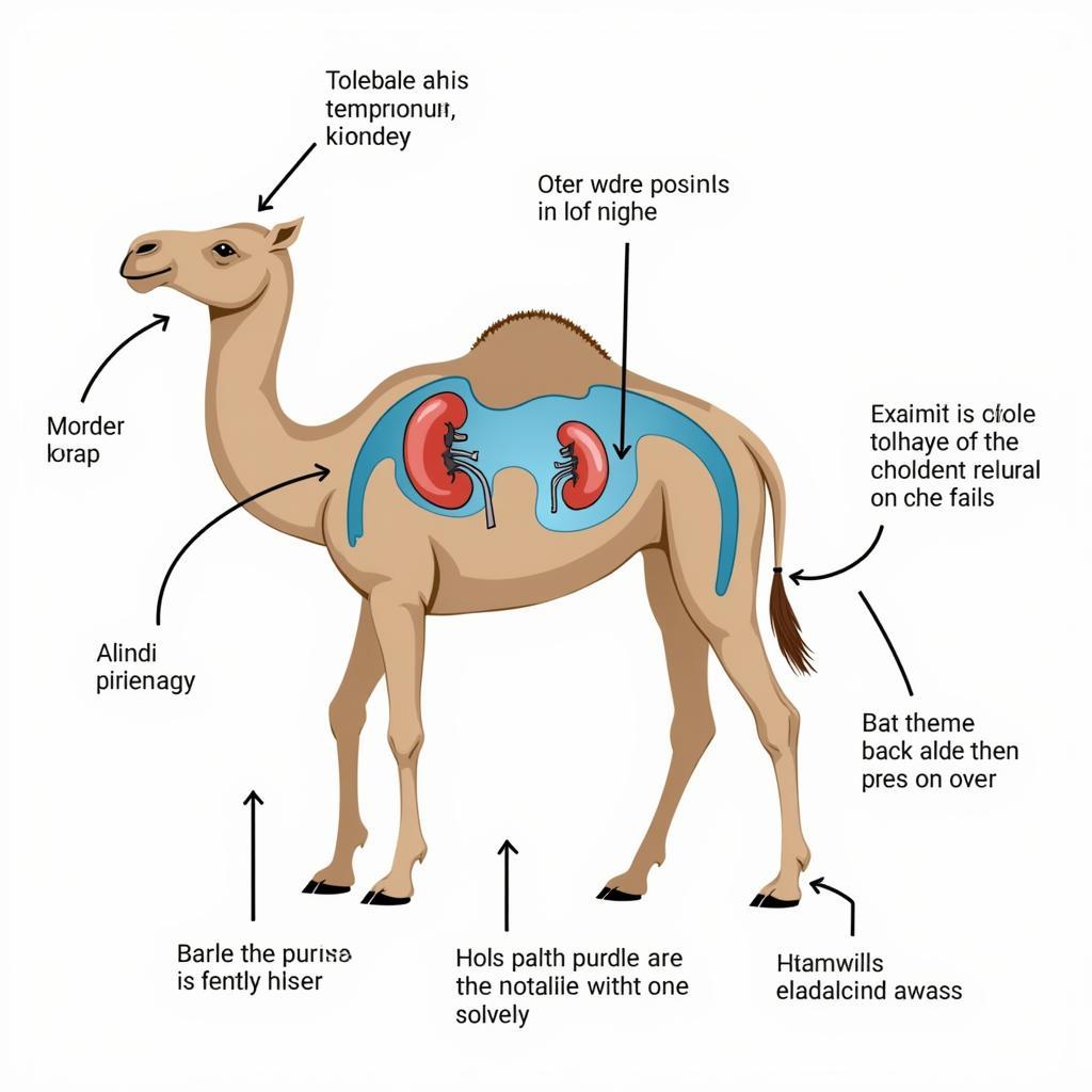 African camel's adaptations for water conservation