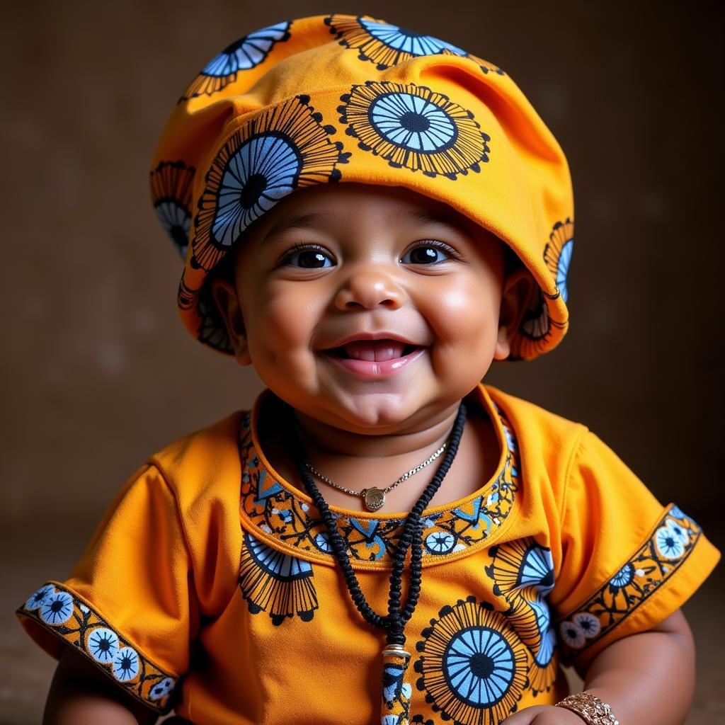 African Canadian baby wearing traditional clothing