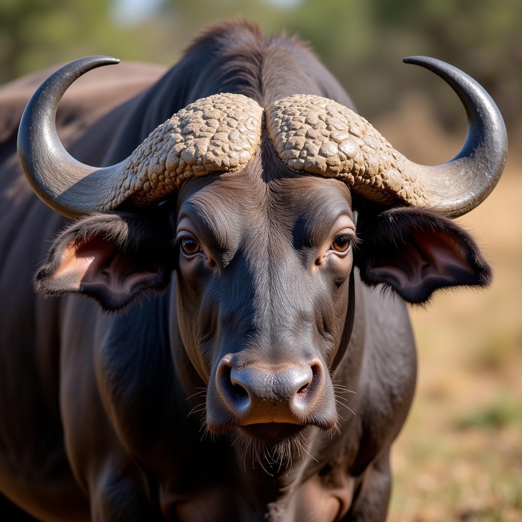 Close-Up of African Cape Buffalo Horns