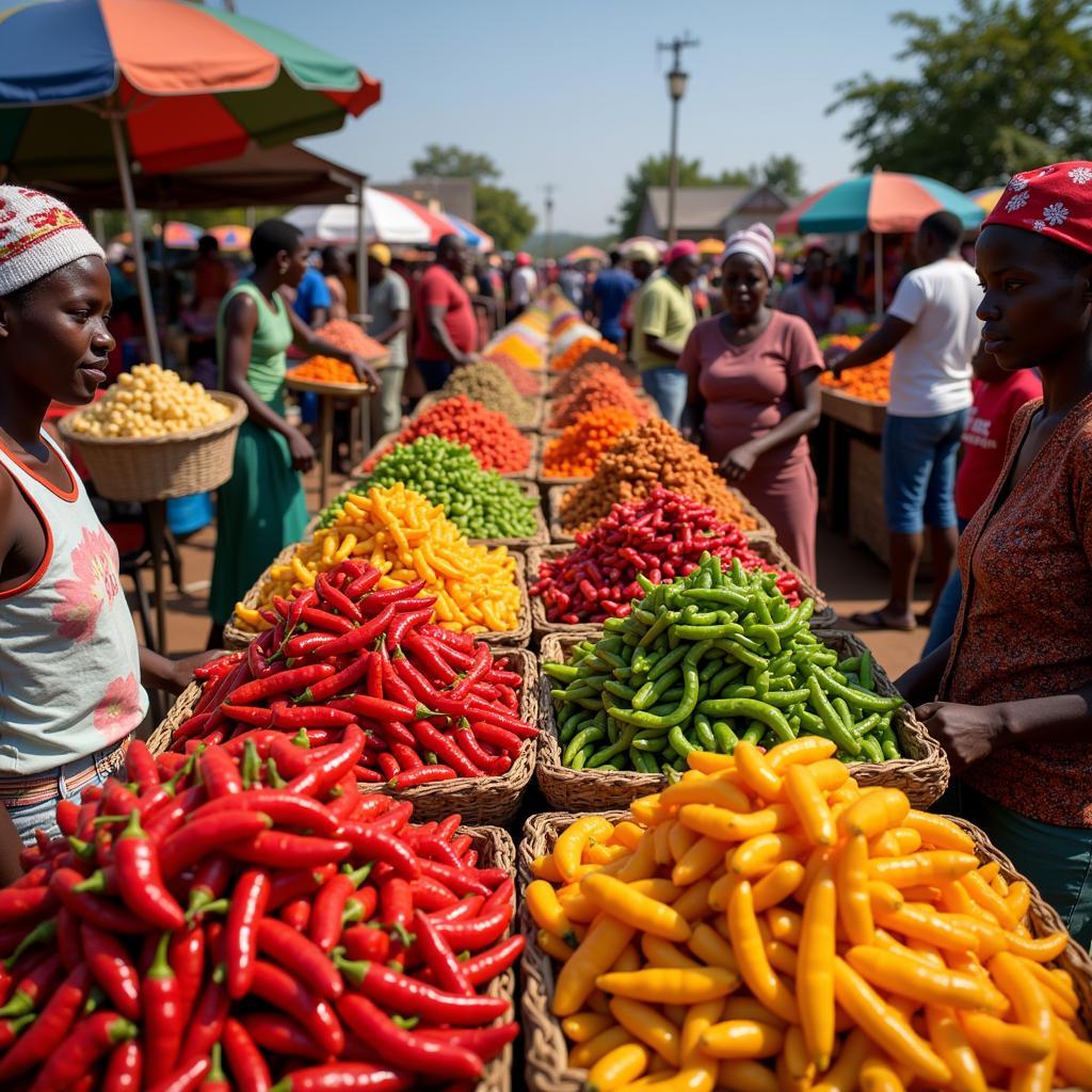 African Capsicum at a Local Market