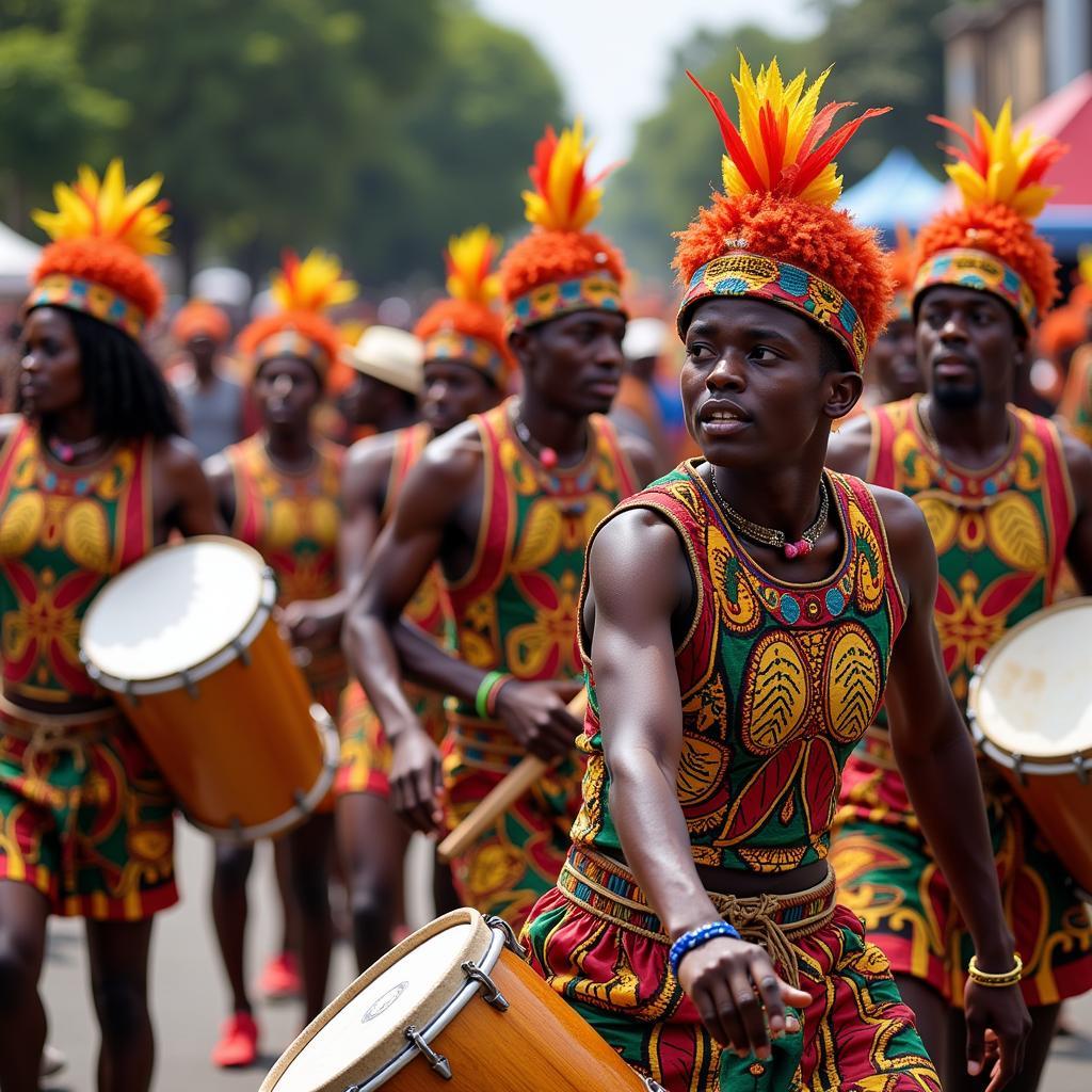 African Carnival 2019: Drummers and Dancers in Vibrant Costumes