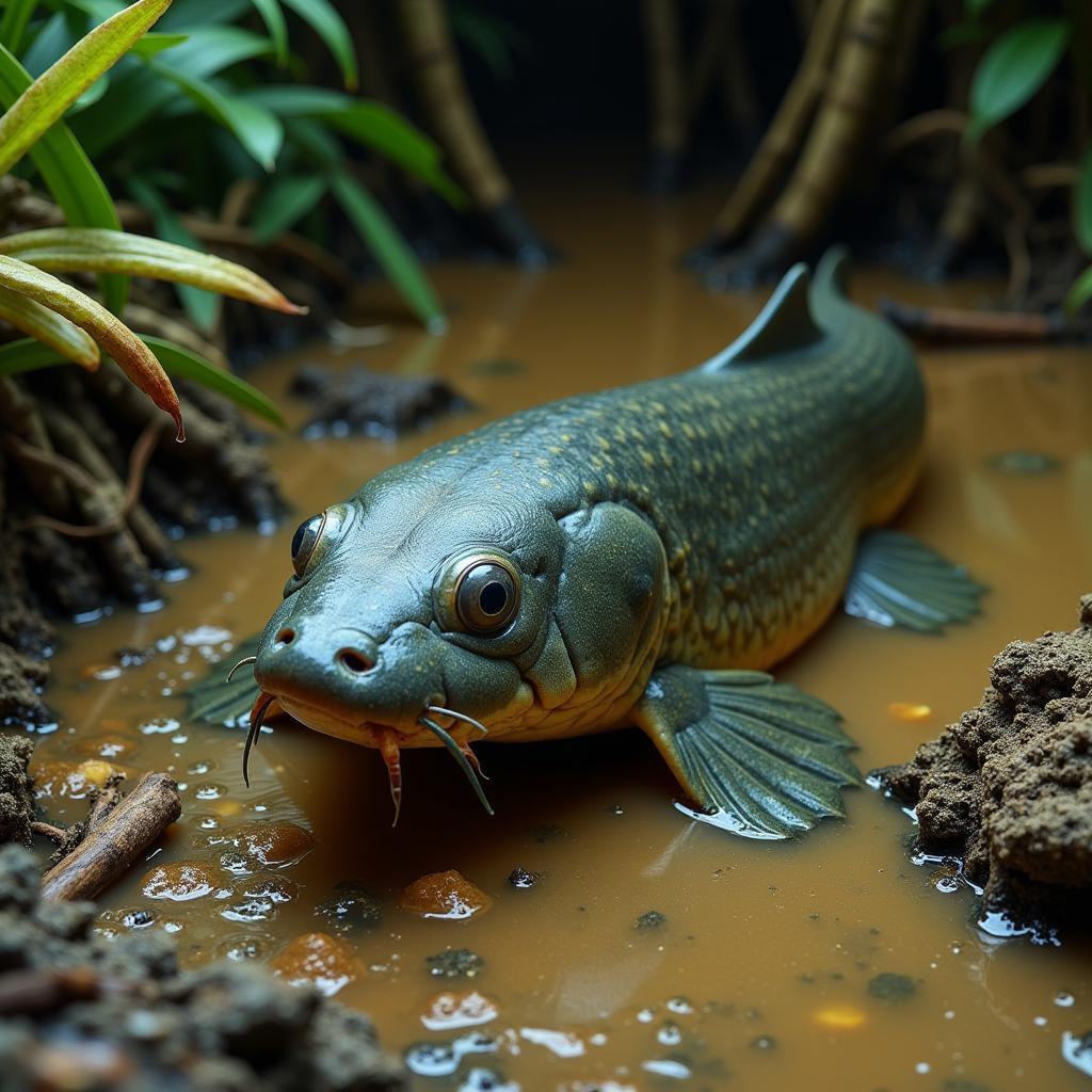 African Catfish Clarias in its Natural Habitat