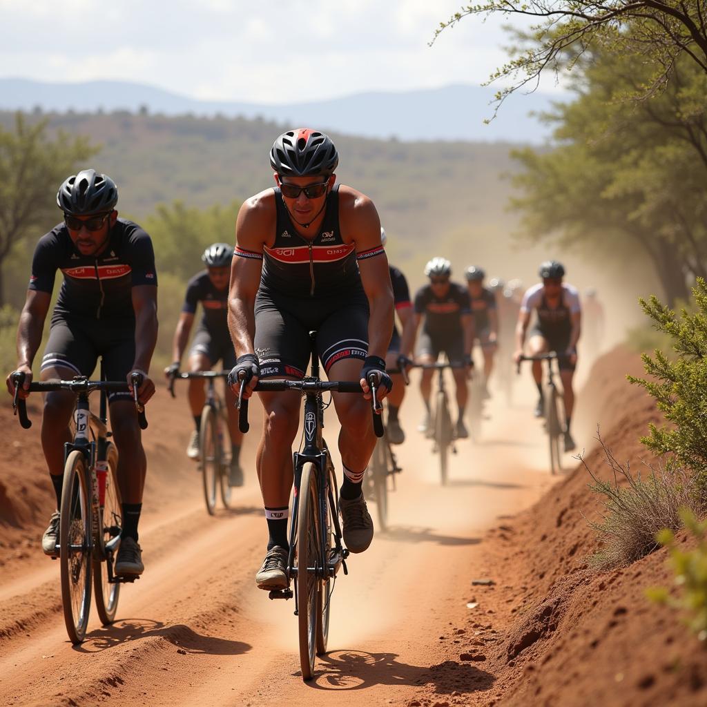 African Cycling Championship: Cyclists competing in a road race