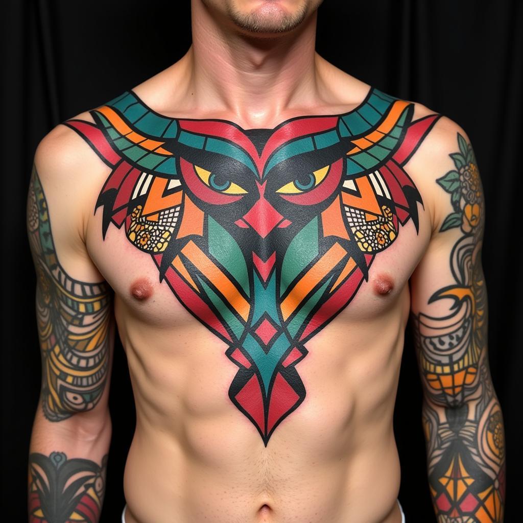 Modern Abstract African Chest Tattoo