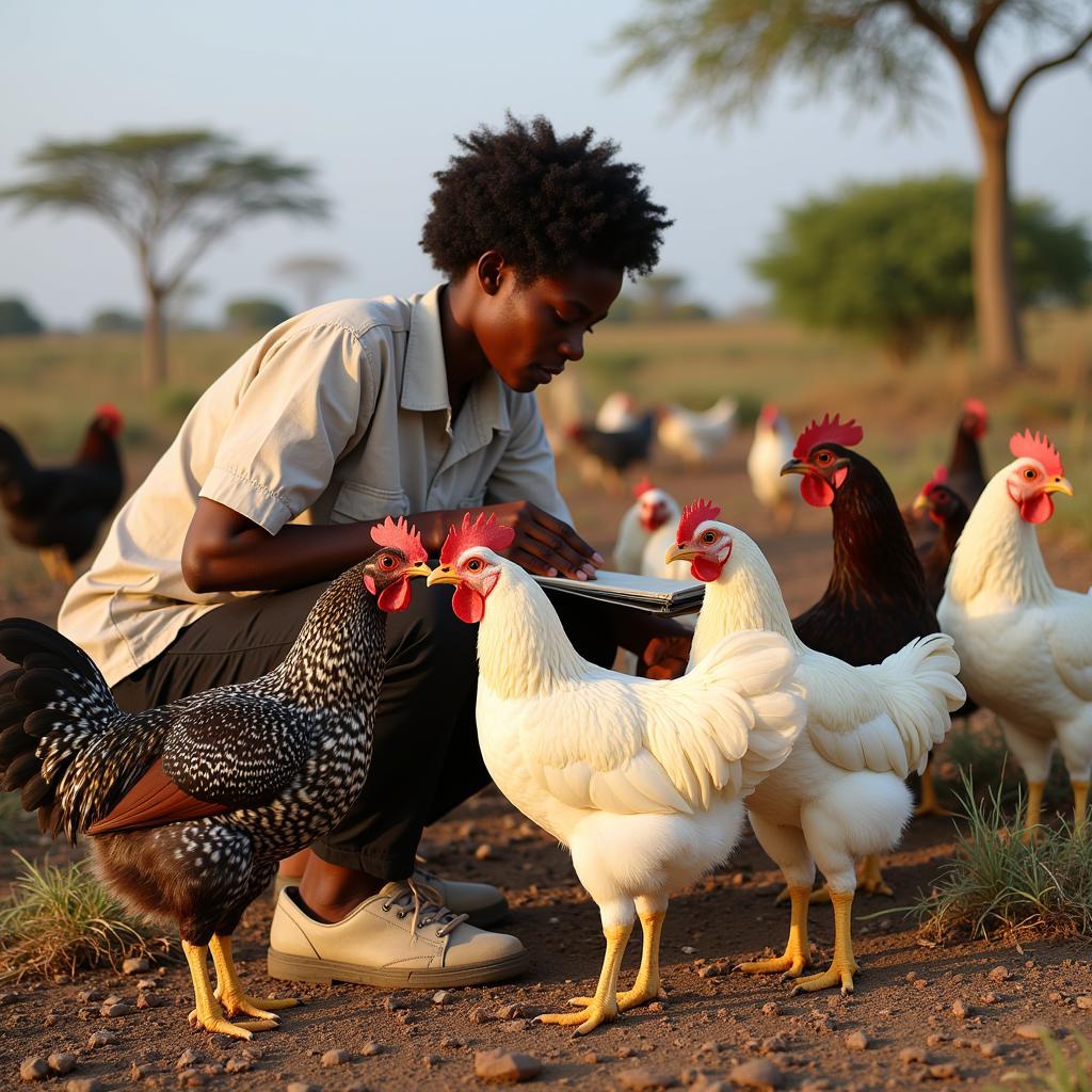 Conservation Efforts for African Chicken Breeds:  Highlighting the importance of preserving their genetic diversity for future food security.